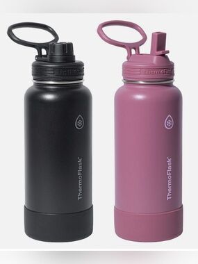 TWO ThermoFlask Insulated 32 FL oz - Water Bottle - Black & Pink